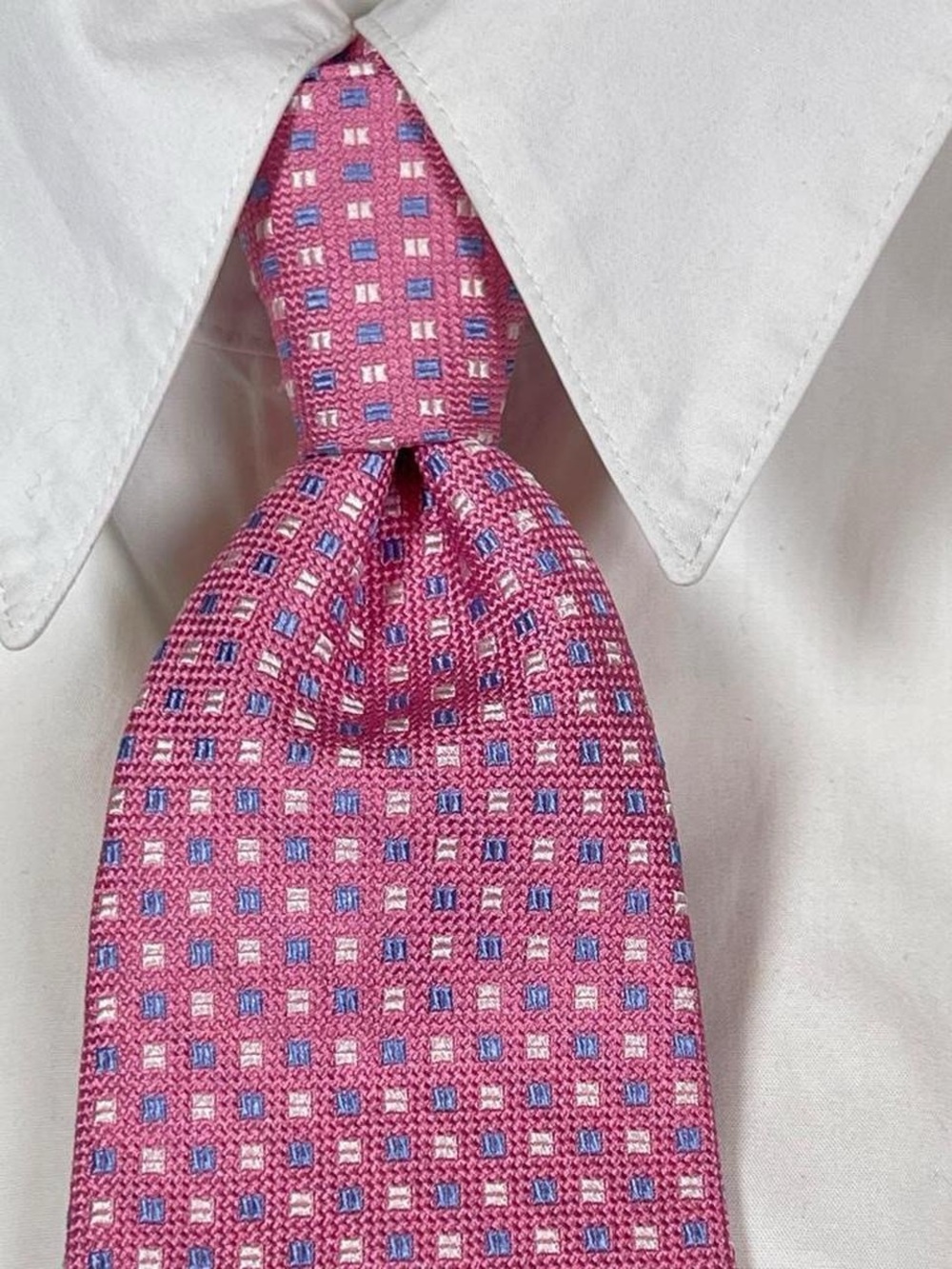 Brooks Brothers Pure Silk Pink Check Tie L58" W3.25" Made in USA